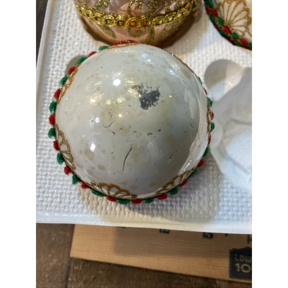 Vintage Victoria Collection Glass‎ Christmas Ornaments - Set of 3 - HEAVY WEAR